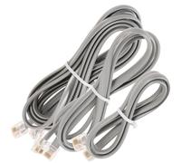 Uonlytech Kit de 3 Rallonges de Câble Téléphonique Rj12 6p6c, Câbles Plats Argentés de 0,5 M, 1 M et 2 M, Cordons Téléphoniques pour Ligne Fixe, Connecteurs Cristal Résistants