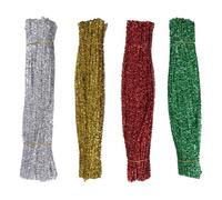 Uonlytech Kit de 400 Bâtonnets Torsadés à Paillettes DIY pour Décoration de Sapin de Noël Tiges Flexibles en Fil Métallique Couleurs Or Clair Argenté Rouge et Vert Matériel Créatif