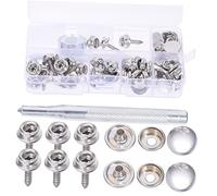 Uonlytech Kit De Boutons-Pression 15mm en Acier Inoxydable pour Toile 20 Sets Outils D'installation Et Boîte De Rangement pour Bâches Tentes Et Meubles