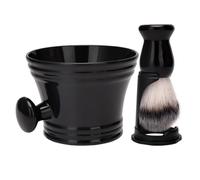 Uonlytech Kit de Rasage pour Homme Blaireau en Poils Naturels, Bol à Raser en Plastique Noir et Support, Ensemble Solide pour Entretien Barbe et Grooming