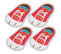 Uonlytech Kit d'entraînement au laçage de Chaussures 4 pièces - Jouet en Bois pour l'éducation précoce - Planche pédagogique Montessori pour l'apprentissage du laçage des Chaussures