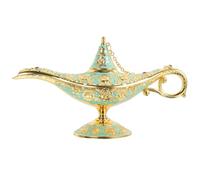 Uonlytech Lampe Décorative Aladin Sculptée en Résine Légère Verte, Éclairage Décoratif Vintage, Objet D’Art pour Table de Fête et Salon, Pièce Unique de Décoration Intérieure