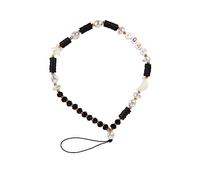 Uonlytech Lanière Téléphone Décorative Perles Pâte Polymère Noire Bracelet Poignet Anti-perte Mobile Accessoire Pratique Et Esthétique