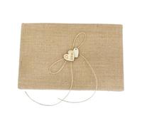 Uonlytech Livre D'or de Mariage Décor Rustique en Toile de Jute Forme Cœur 70 Pages, Léger et Facile à Transporter pour Cérémonie Nuptiale