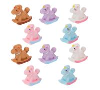 Uonlytech Lot de 10 Mini Chevaux à Bascule en Résine aux Couleurs Macaron Décorations pour Maison de Poupée Bureau et Fêtes D’Anniversaire Figurines Licorne Décoratives
