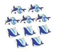 Uonlytech Lot De 10 Pendentifs Porte-clés En Alliage Animaux Marins Bleu Et Argenté, Accessoires Décoratifs Pour Bijoux Diy, Breloques 5 Baleines Et 5 Dauphins, Pour Création Et Usage Quotidien
