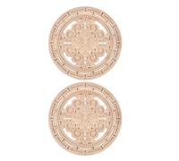 Uonlytech Lot de 2 appliques en bois sculpté non peintes, décoration décorative pour meubles, armoires, placards