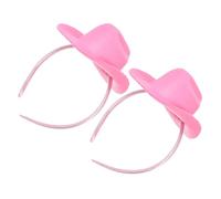 Uonlytech Lot de 2 Bandeaux Rose D'anniversaire Mini Chapeaux de Cowgirl, Accessoires de Costume Occidental en Tissu Robuste, Serrage-tête Décoratif pour Fête à Thème Western, pour Femmes