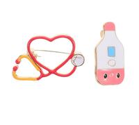 Uonlytech Lot de 2 Broches Décoratives Médicales en Alliage Coloré Émail Épingles à Vestes Stéthoscope et Accessoires pour Badges D’Infirmières Présent Professionnel pour Infirmière et