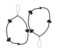 Uonlytech Lot de 2 Chaînes de Téléphone en Perles de Cœur Noir, Lanières Faites Main Anti-perte pour Téléphone Portable et Appareil Photo, Accessoires Décoratifs Élégants pour