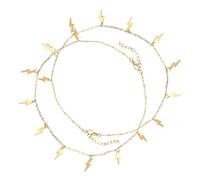 Uonlytech Lot de 2 Colliers Pendentif Éclairs en Alliage de Zinc Vintage, Chaîne de Clavicule Ajustable pour Femmes, Collier Rétro Hip-hop, pour Toutes Occasions et Style Kawaii