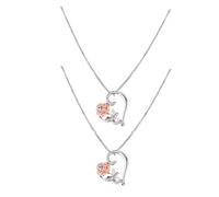 Uonlytech Lot de 2 Colliers Pendentifs Cœur et Rose en Alliage avec Pierres Brillantes Bijoux pour Femmes Collier de Saint-Valentin Élégant Présent Romantique pour Fête et Usage