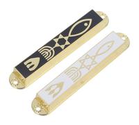 Uonlytech Lot de 2 Décorations de Mezouza en Métal Noir et Blanc 88mm, Ornement Religieux pour Porte D’entrée, Pendentifs de Prière Juifs, Décoration Murale Sacrée Maison Cuisine