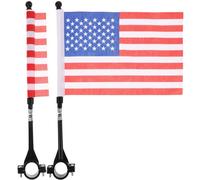 Uonlytech Lot de 2 Drapeaux de Sécurité pour Vélo Mât Drapeaux Américains pour Guidon de Vélo Accessoires de Cyclisme Portables pour Extérieur pour Scooter et Remorque
