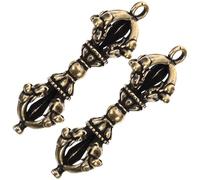 Uonlytech Lot de 2 Mini Pilons Vajra en Laiton Doré Décoratifs Design Unique, pour Décoration de Bureau ou Artisanat Créatif