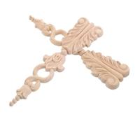 Uonlytech Lot de 2 Moulures en Bois Massif Sculpté Verticales Non Peintes 15 Cm pour Meubles, Appliques Décoratives Baroques Européennes, Incrustations Décor Bois pour Armoires et Portes