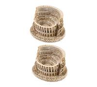 Uonlytech Lot de 2 Ornements en Résine Miniature Amphithéâtre Jaune Clair Décoration Compacte pour Table à Sable Artisanat Solide pour Jardin et Aménagement Paysager