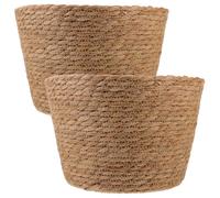 Uonlytech Lot de 2 Paniers à Fleurs Tressés la Main en Paille, Diamètre 26 Cm, Panier Décoratif pour Plantes D’intérieur, Cache-Pot Rustique et Rangement Pratique pour Jardin et Maison