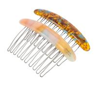 Uonlytech Lot de 2 Peignes à Torsades Françaises Latéraux pour Femmes, Accessoires pour Cheveux Vintage, Peigne Latéral de Coiffure en Fer, 1 Orange Marbré 4 Marron Fleur, Coiffure Mariage