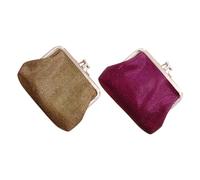 Uonlytech Lot de 2 Porte-Monnaies Femme Compacts Doré et Violet, Mini Porte-clés en Matière Synthétique, Fermeture Bouton Sécurisée, Paquet à Main Pratique pour Usage Quotidien et Rangement