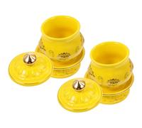 Uonlytech Lot de 2 Tasses D'eau Offerte en Céramique Blanche, Coupe D'offrande Lotus Petite Taille, Bol Rituel Bouddhiste pour Maison et Temple, Décor Rituel Sacré, Fournitures de Bouddha