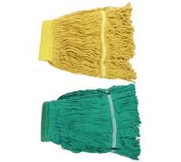 Uonlytech Lot de 2 Têtes de Balai en Tissu de Coton Absorbant pour Serpillère à Franges, Recharge Pratique Jaune et Verte, Compatible Nettoyage Humide et Sec, pour Sols Carrelage et Maison