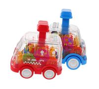 Uonlytech Lot de 2 Voitures Jouets à Mécanisme Transparent pour Tout-Petits, Petit Modèle, Fonction Push-to-Play, Couleurs Bleu et Rouge, Véhicule à Friction Éducatif pour Garçon et Filles
