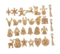 Uonlytech Lot de 24 Set de Pendentifs en Bois à Suspendre pour Calendrier de L'Avent Chiffres 1 à 24 Décorations de Noël en Bois Corde Étiquettes Numériques pour Sapin et Décoration