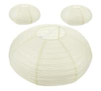 Uonlytech Lot de 3 Abat-Jour en Papier Pliables Ovales Couleur Beige Lanternes Japonaises Traditionnelles Décoratives D’Intérieur pour Fête Mariage et Décoration Maison Design Compact et
