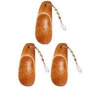 Uonlytech Lot de 3 Chausse-Pieds en Bois Massif Petits Lève-Chaussures à Manche Court Portables Aide Pratique pour Chaussures à Domicile Voyage Finition Lisse et Solide