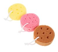 Uonlytech Lot de 3 Éponges Exfoliantes Corporelles Alvéolées pour Bain, Couleurs Jaune, Marron, Rose, Exfoliant Doux pour Peau, Accessoires de Bain pour Nettoyage Profond et Mousse Riche