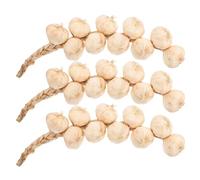 Uonlytech Lot de 3 Ficelles d'Ail Artificiel Blanc Décoration Réaliste Suspendue 10 Têtes Accessoire Photo Ferme Décoration Intérieure la Cuisine et Maison