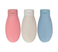 Uonlytech Lot de 3 Flacons Rechargeables en Silicone 60 Ml, Bouteilles Portables pour Shampoing et Gel, Distributeurs Souples Anti-fuites, Contenant de Voyage pour Cosmétiques et Lotions
