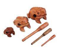 Uonlytech Lot de 3 Grenouilles en Bois Sculpté Fait Main Instruments de Percussion Tonifiants Décoration Bureau Feng Shui Symboles de Richesse Tailles 7X4Cm 97X6Cm et 125X75Cm