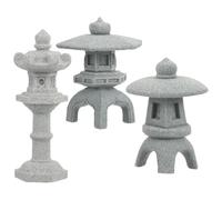 Uonlytech Lot de 3 Lanternes Pagode Japonaises Miniatures en Résine Stable, Décoration Jardin Extérieur et Intérieur, Petite Statue de Jardin Zen, Ornement pour Bonsaï et Paysage Décoratif