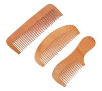 Uonlytech Lot de 3 Peignes de Massage pour Cuir Chevelu en Bois de Pêche, Mini Peignes Ronds Épaissis pour Cheveux, Démêloir Portable pour Femmes, Accessoires Coiffure Maison et Voyage