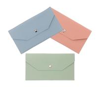 Uonlytech Lot de 3 Porte-Cartes Femme en PU Compact et Léger Porte-Monnaie Enveloppe Petit Format Bleu Vert Clair et Rose Organisateur d'Argenté et Cartes Portefeuille Budget Pratique