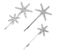 Uonlytech Lot de 3 Set de Barrettes Étoiles Argentées Strass, Pinces à Cheveux Étoile pour Femme, Accessoires Cheveux Élégants pour Coiffure Mariage, Cérémonie et Quotidien