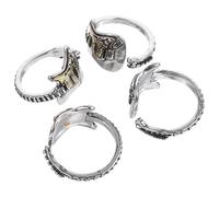 Uonlytech Lot de 4 Bagues pour Hommes Style Punk Gothique Anneaux Ouverts Réglables en Alliage de Zinc Bagues de Guitare Électrique Vintage Bijoux Esthétiques et Confortables pour Doigt