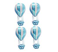 Uonlytech Lot de 4 Ballons en Aluminium 4D Forme Montgolfière Bleu Décoration Fête d'Anniversaire Garçon et Filles Ballons à Air Chaud Résistants pour Intérieur et Extérieur