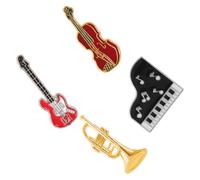 Uonlytech Lot de 4 Broches en Alliage pour Instrument de Musique Broche Violon et Broche Guitare en Émail Décoration Créative pour Vêtements Femme Accessoires de Mode Vintage Badges