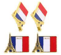 Uonlytech Lot de 4 Broches pour Femmes Créatives, Petites Épingles à Poitrine en Métal, Accessoires de Costume et Décoration, Drapeaux Architecturaux, Présent Chic pour Tenue Décontractée