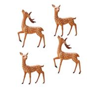 Uonlytech Lot de 4 Figurines Miniatures de Cerfs en PVC Petites Statues Réalistes Décoratives pour Gâteaux Bureau et Jardin Ornements Animaux Solide et Résistants à la Décoloration