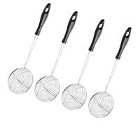 Uonlytech Lot de 4 Passoires à Tamis Fin en Acier Inoxydable, Cuillères à Passoire Petites Noires pour Fondue Chinoise, Ustensiles Cuisine pour Filtrer Nouilles et Légumes, Usage Domestique