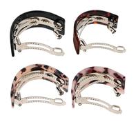 Uonlytech Lot de 4 Pinces à Cheveux en Acétate, Clips Demi-cercle Mélange Étoiles et Écaille, Accessoires pour Queue de Cheval, Légères et Adaptées à Toutes Coiffures, Plusieurs styles