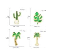 Uonlytech Lot de 4 Set de Broches Cactus et Cocotier en Alliage Coloré, Épingles à Poitrine Fantaisie pour Femmes, Accessoires Mode Quotidiens, Design Cartoon, Taille Moyenne, Usage
