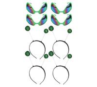 Uonlytech Lot de 4 Sets de Ensembles de Lunettes Créatives et Serrage-têtes Verts de Soucoupe Volante, 8 Pièces, Accessoires pour Cheveux Légers et Amusants, pour Couleur Couleur Aléatoire