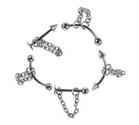 Uonlytech Lot de 5 Bijoux Labret Verticaux en Acier Inoxydable Clous Labret pour Piercing Lèvres et Oreilles Design Varié Tige Droite Tige Courbée Pointe Conique Boule Chaîne pour Fêtes et