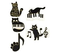 Uonlytech Lot de 5 Broches en Alliage Émaillé Épingles Musicales Chat Noir et Notes de Musique Accessoires Décoratifs pour Femmes pour Vestes Paquet et Événements Festifs