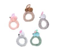 Uonlytech Lot de 5 Cordes à Cheveux en Peluche Lapin Couleur Bonbon pour Pâques, Élastiques Doux et Mignons Adaptés à Toutes Occasions